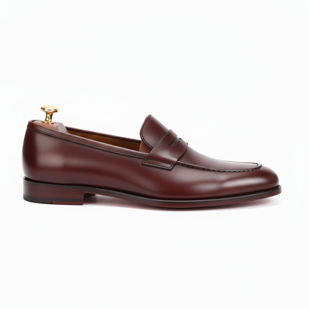 side-view - Men's Brown Leather Loafer Moccasins