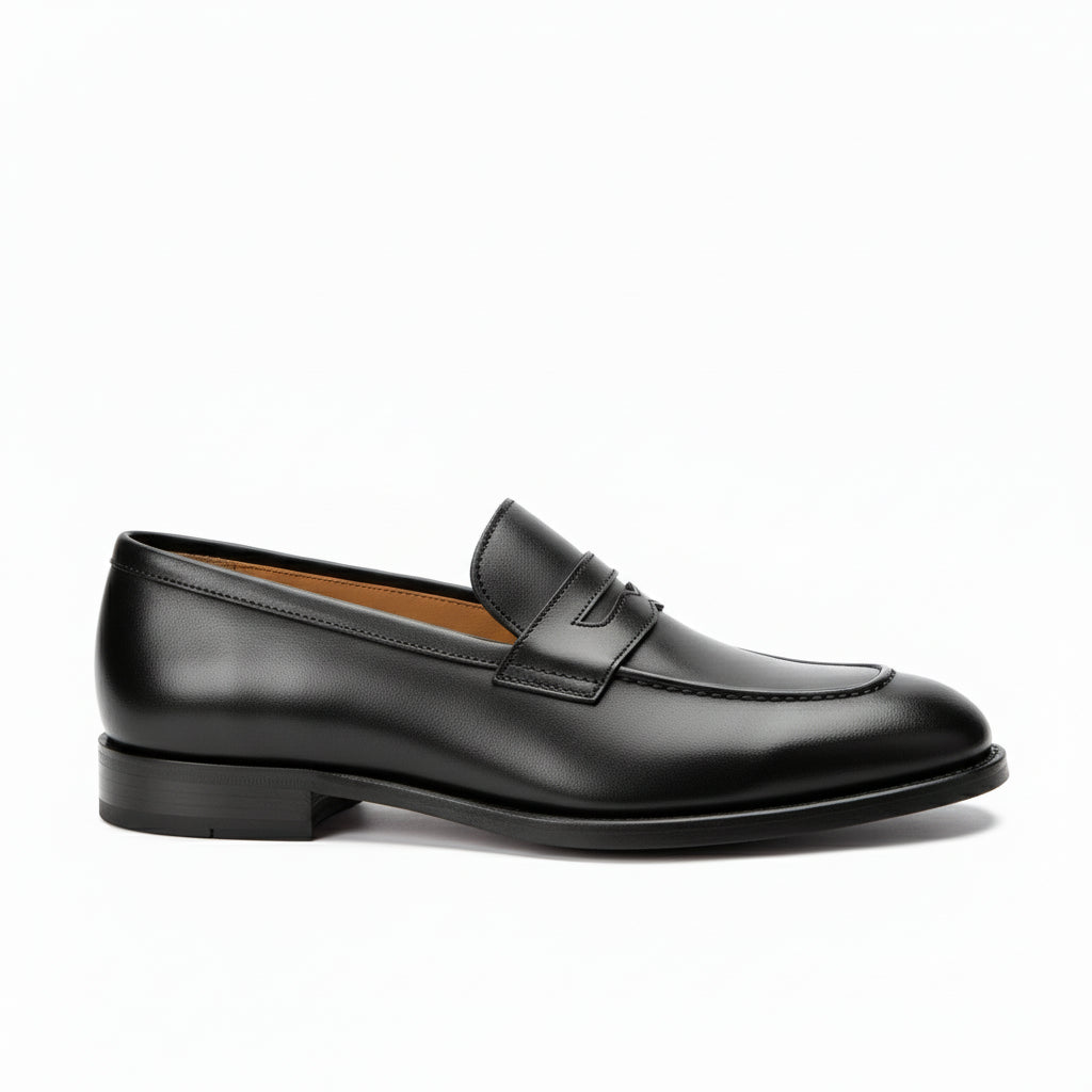 side-view - Men's Brown Leather Moc-Toe Loafers