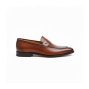 side-view - Men's Brown Leather Moccasin Dress Shoes
