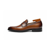 side-view - Men's Brown Leather Moccasin Dress Shoes