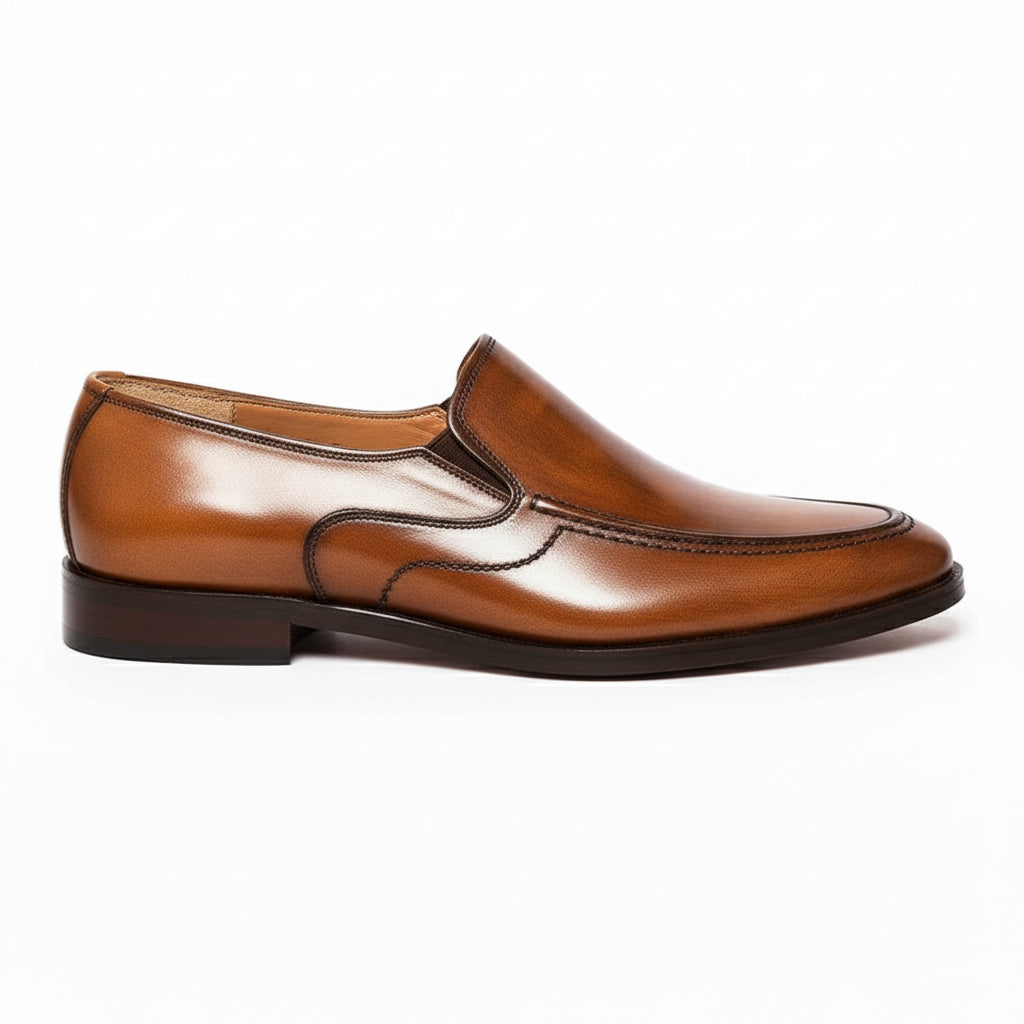 side-view - Men's Brown Leather Moccasins