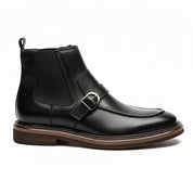 side-view - Men's Brown Leather Monk Strap Boots