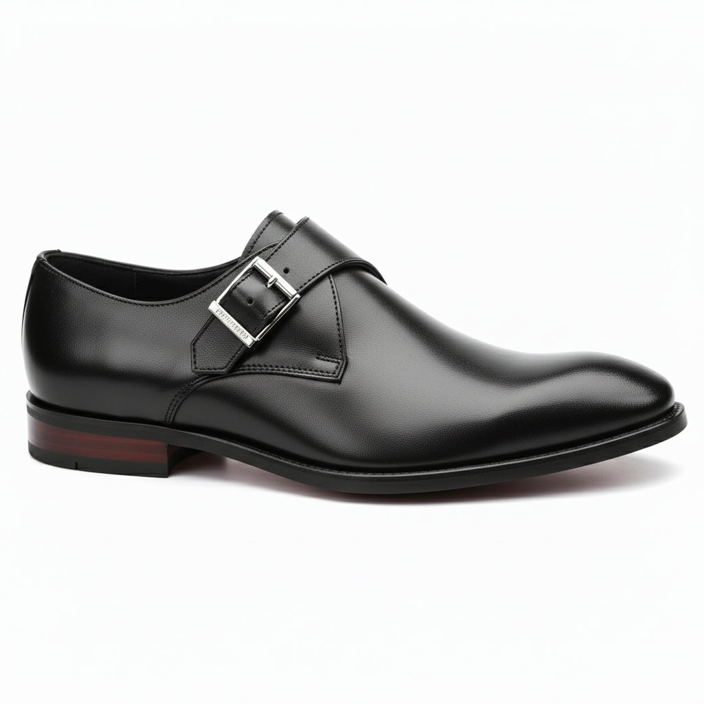 side-view - Men's Brown Leather Monk Strap Shoes