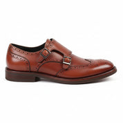 side-view - Men's Brown Leather Monk Strap Shoes