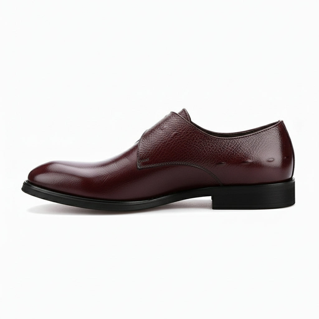 side-view - Men's Brown Leather Monk Strap Shoes