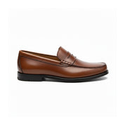 side-view - Men's Brown Leather Penny Loafer Shoes
