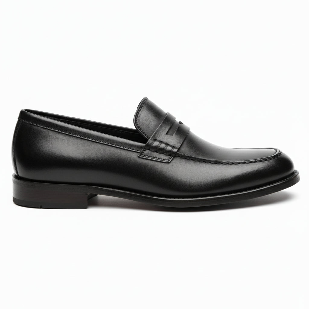 side-view - Men's Brown Leather Penny Loafer Shoes