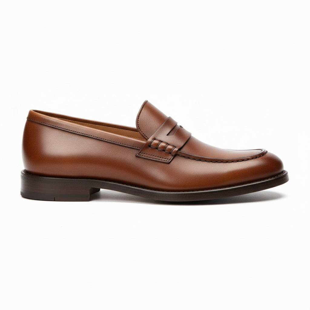 side-view - Men's Brown Leather Slip-on Dress Shoes
