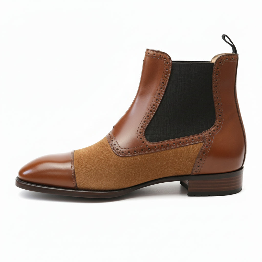 Men's Brown Leather & Suede Chelsea Boots - side-view