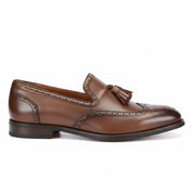 side-view - Men's Brown Leather Tassel Loafers