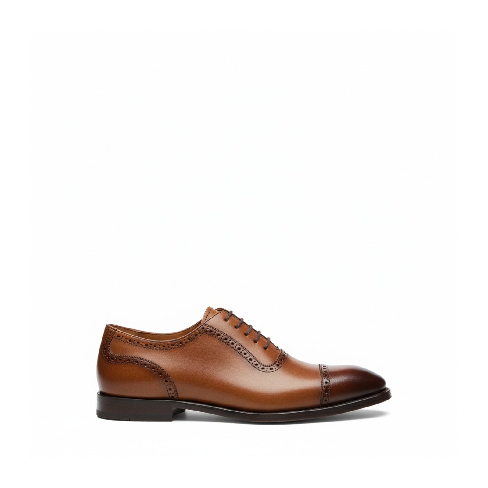 side-view - Men's Brown Leather Wingtip Brogue Dress Shoes
