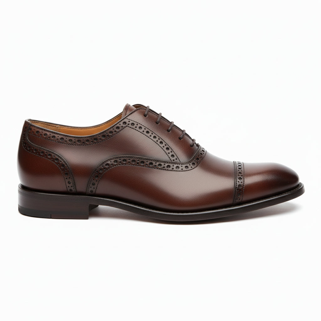 side-view - Men's Brown Leather Wingtip Brogue Shoes