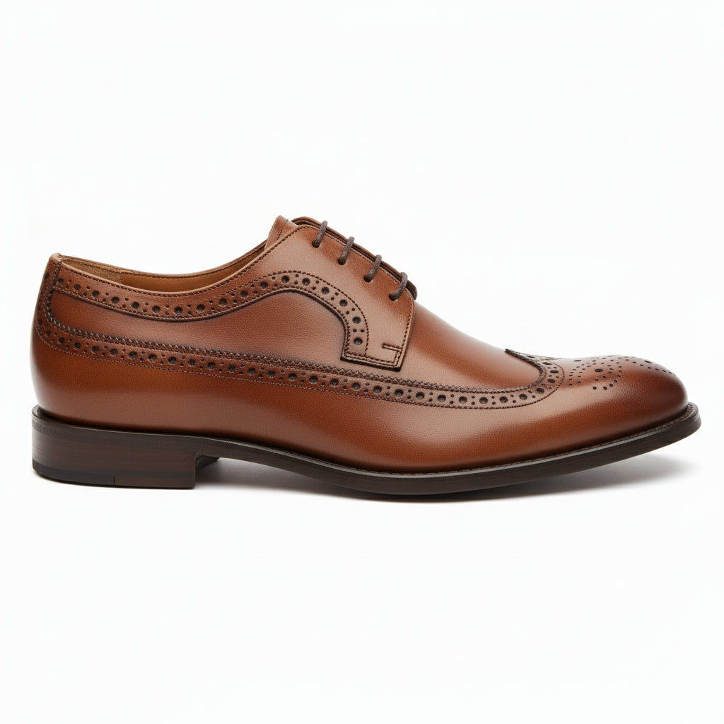 side-view - Men's Brown Leather Wingtip Brogue Shoes