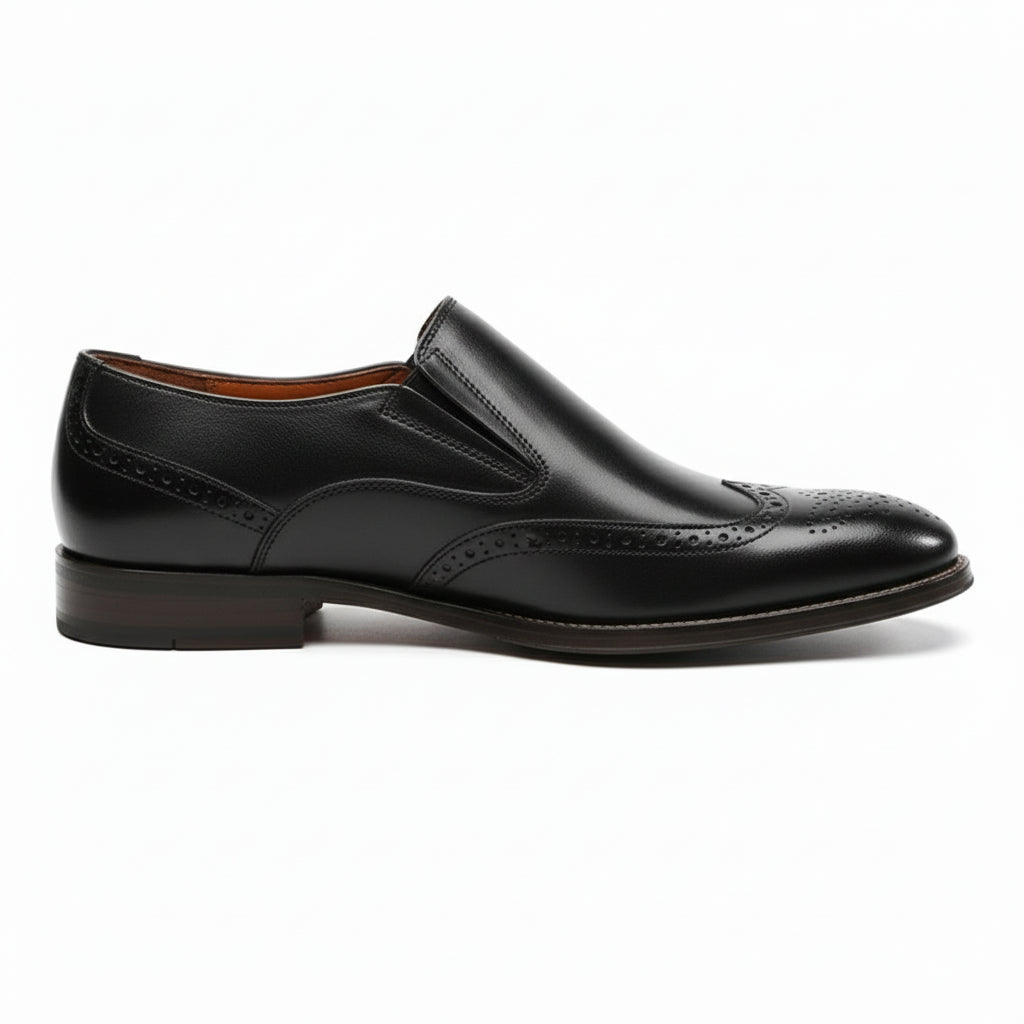 side-view - Men's Brown Leather Wingtip Loafers