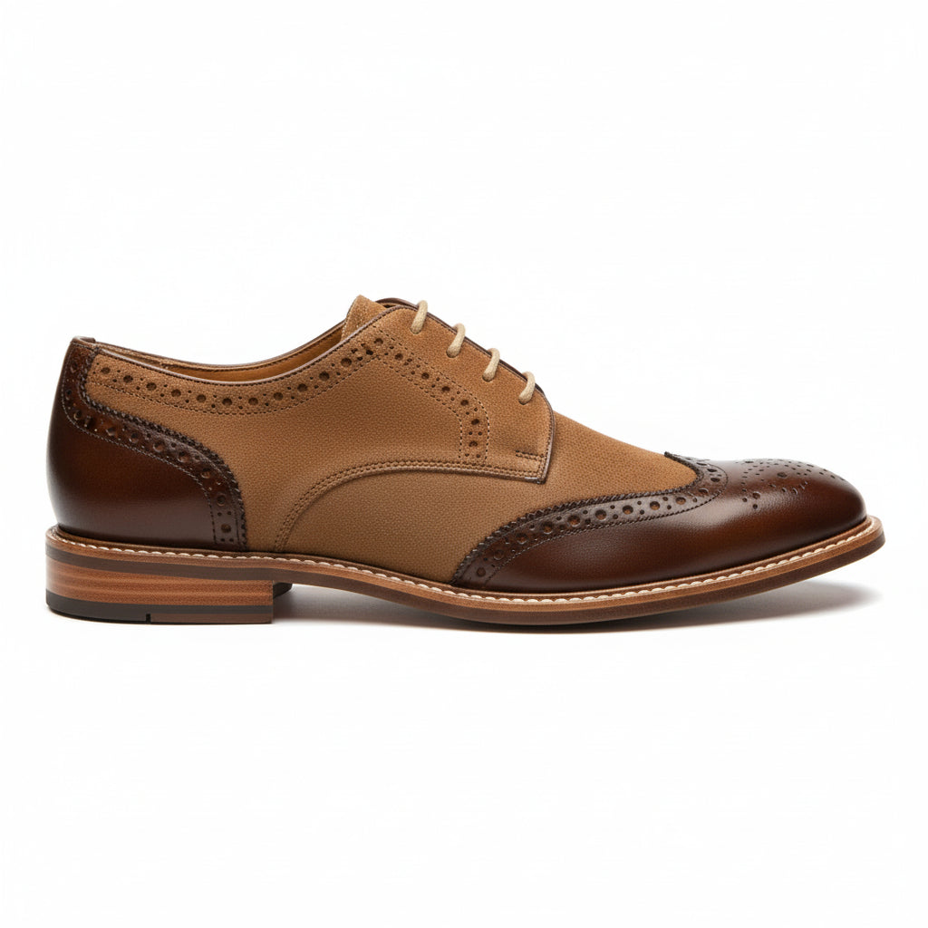 side-view - Men's Brown Leather Wingtip Oxford Shoes