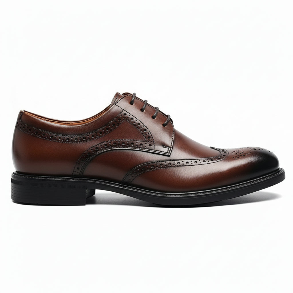 side-view - Men's Brown Leather Wingtip Oxfords