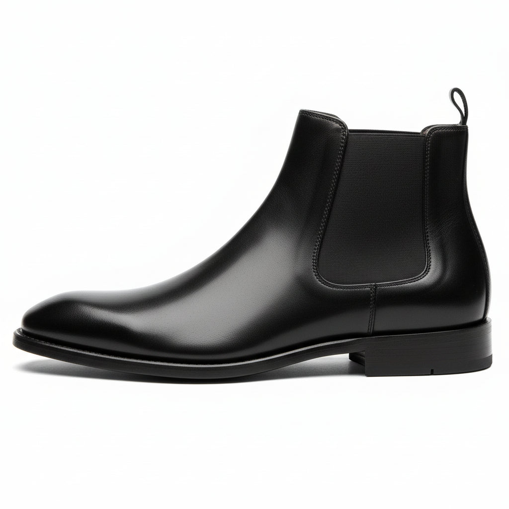 side-view - Men's Brown Leather Zip Boots
