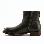 side-view - Men's Brown Leather Zipper Ankle Boots