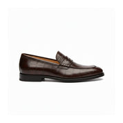 side-view - Men's Brown Moc-Toe Leather Loafers