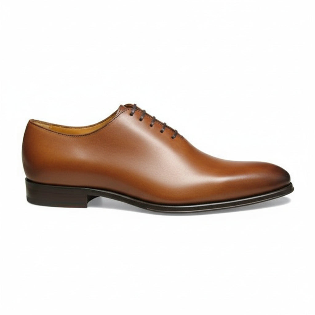 Men's Brown Oxford Leather Dress Shoes - side-view