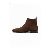 side-view - Men's Brown Suede Chelsea Ankle Boots with Leather Sole