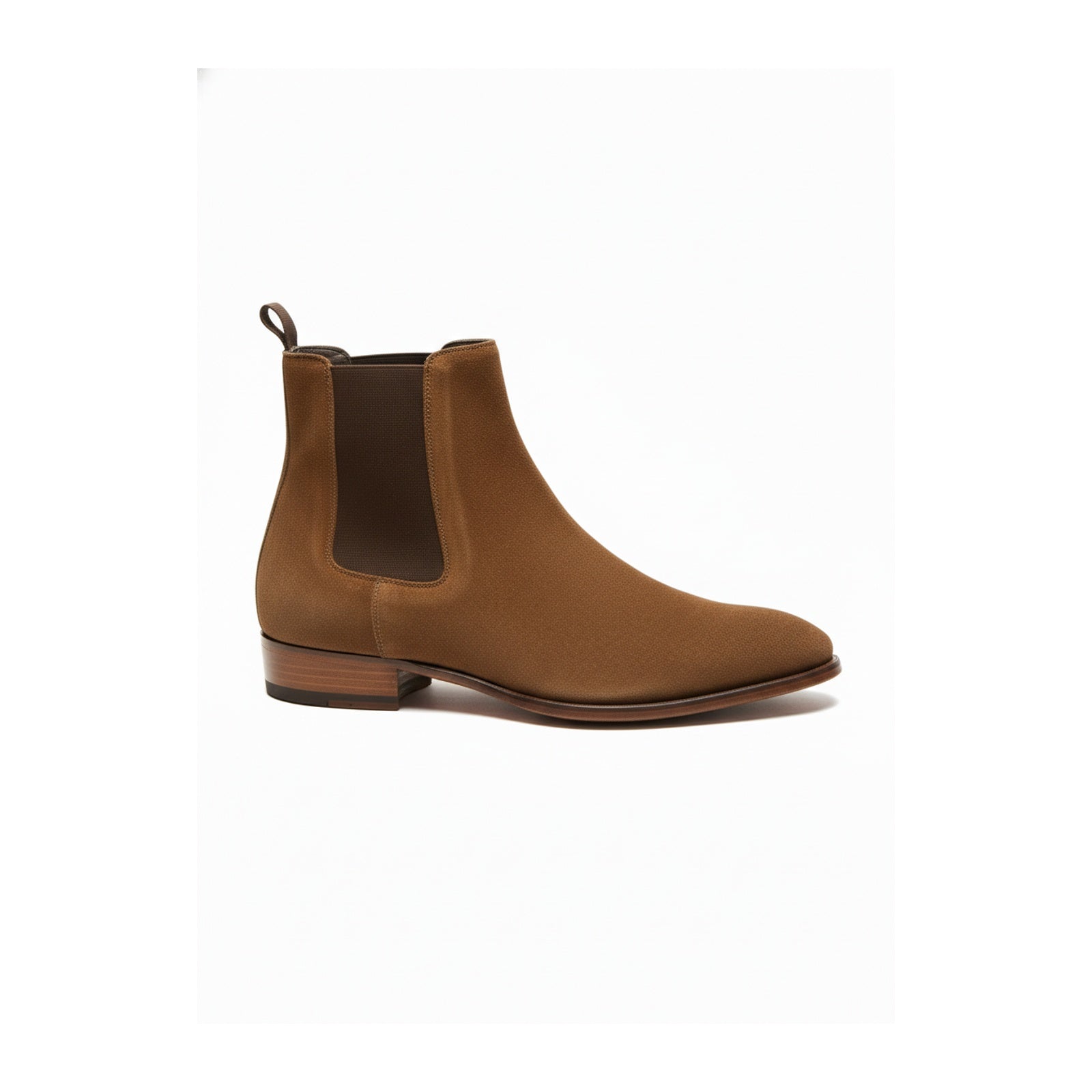 side-view - Men's Brown Suede Chelsea Ankle Boots