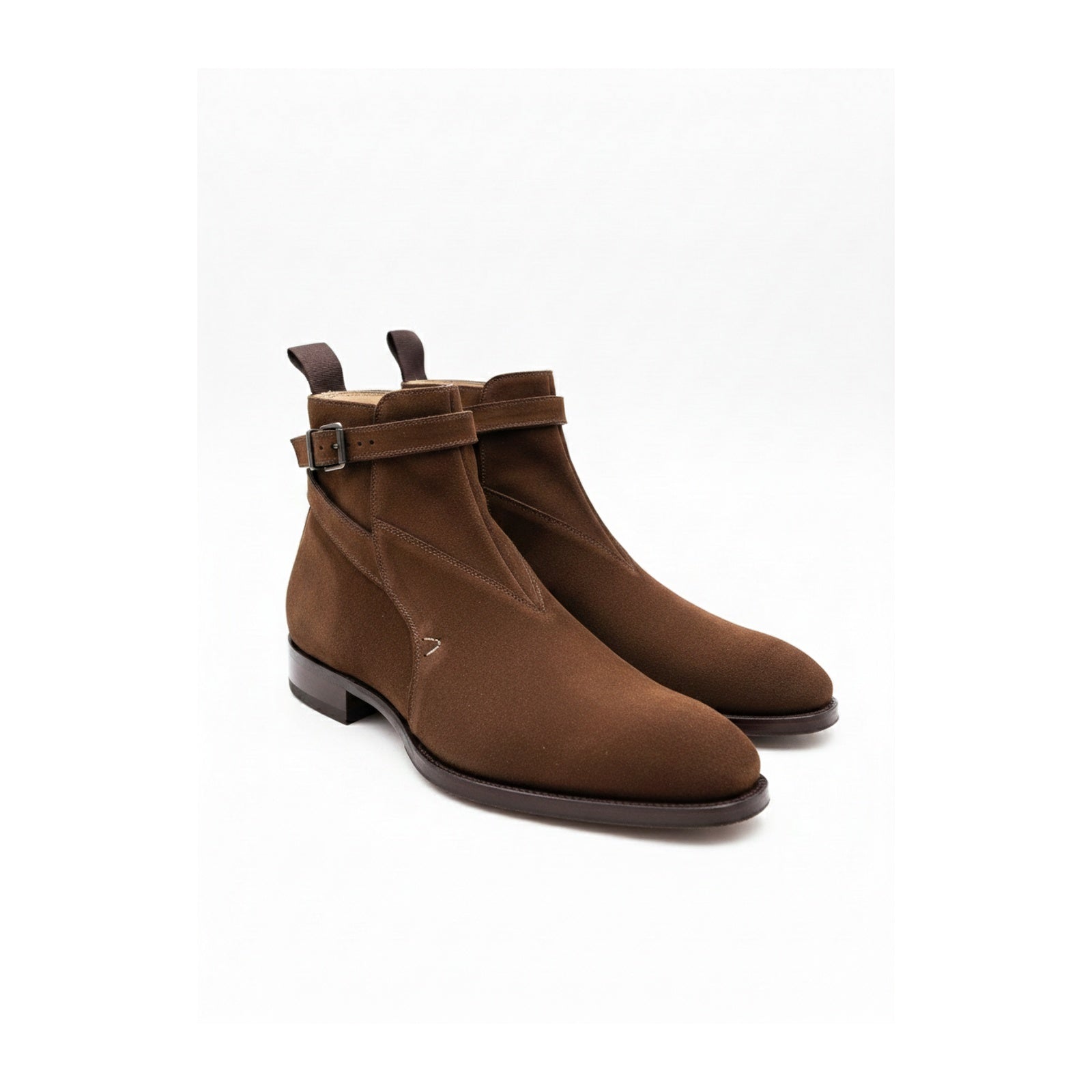 side-view - Men's Brown Suede Jodhpurs Boots with Ankle Strap