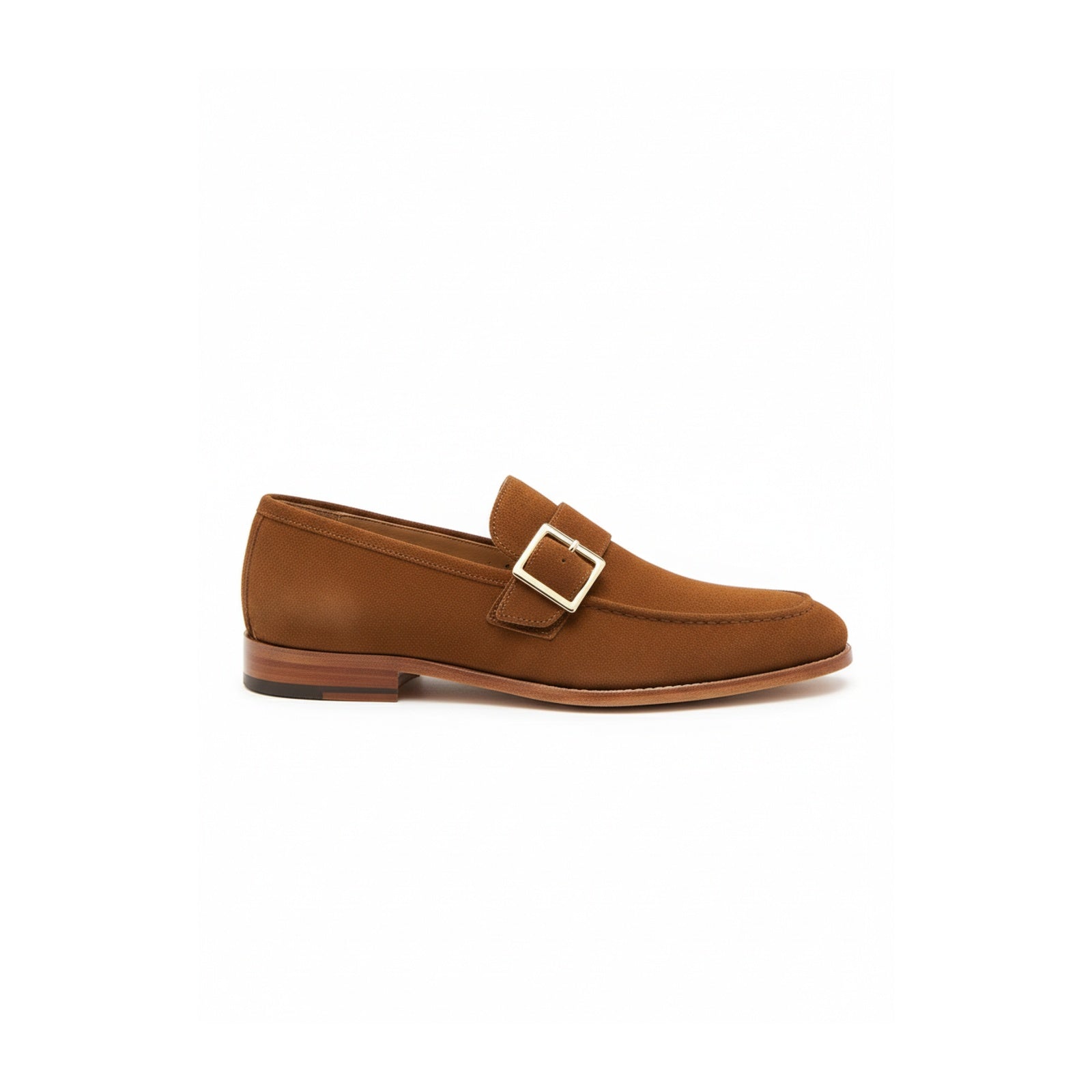 side-view - Men's Brown Suede Moccasin Dress Shoes