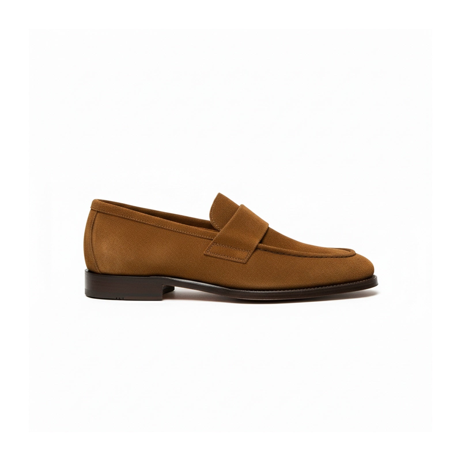 side-view - Men's Brown Suede Penny Loafers