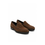 Men's Brown Suede Penny Loafers - side-view