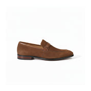 side-view - Men's Brown Suede Penny Loafers