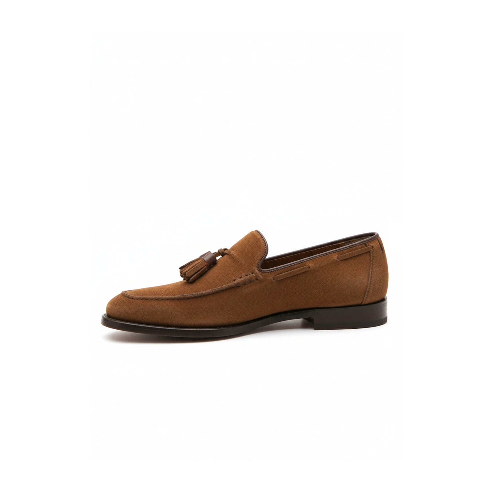 side-view - Men's Brown Suede Tassel Moccasins