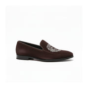 side-view - Men's Brown Velvet Loafers