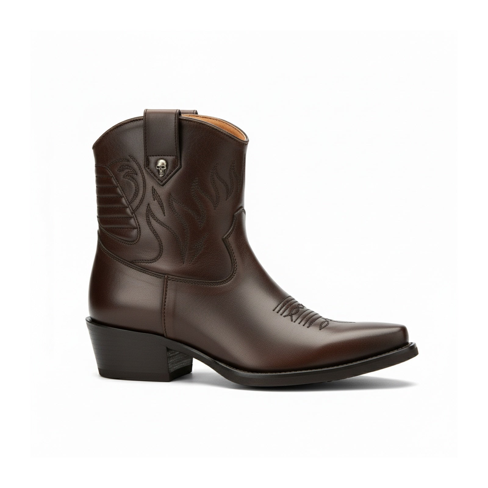 side-view - Men's Brown Western Cowboy Leather Boots
