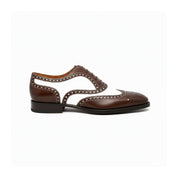 side-view - Men's Brown & White Leather Spectator Shoes