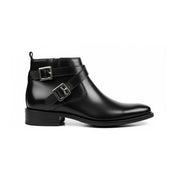 side-view - Men's Buckle Ankle Boots in Genuine Cow Leather
