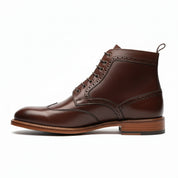 side-view - Men's Burgundy & Brown Leather Lace-Up Boots