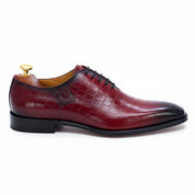 Men's Burgundy Crocodile Leather Dress Shoes - side-view