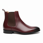 Men's Burgundy Leather Chelsea Boots - side-view