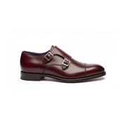 side-view - Men's Burgundy Leather Double Buckle Dress Shoes