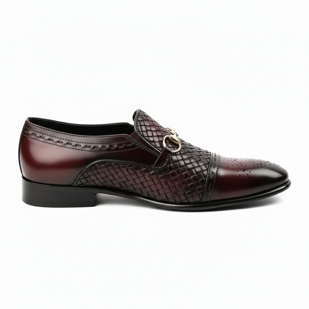 side-view - Men's Burgundy Leather Moccasins