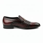 side-view - Men's Burgundy Leather Moccasins