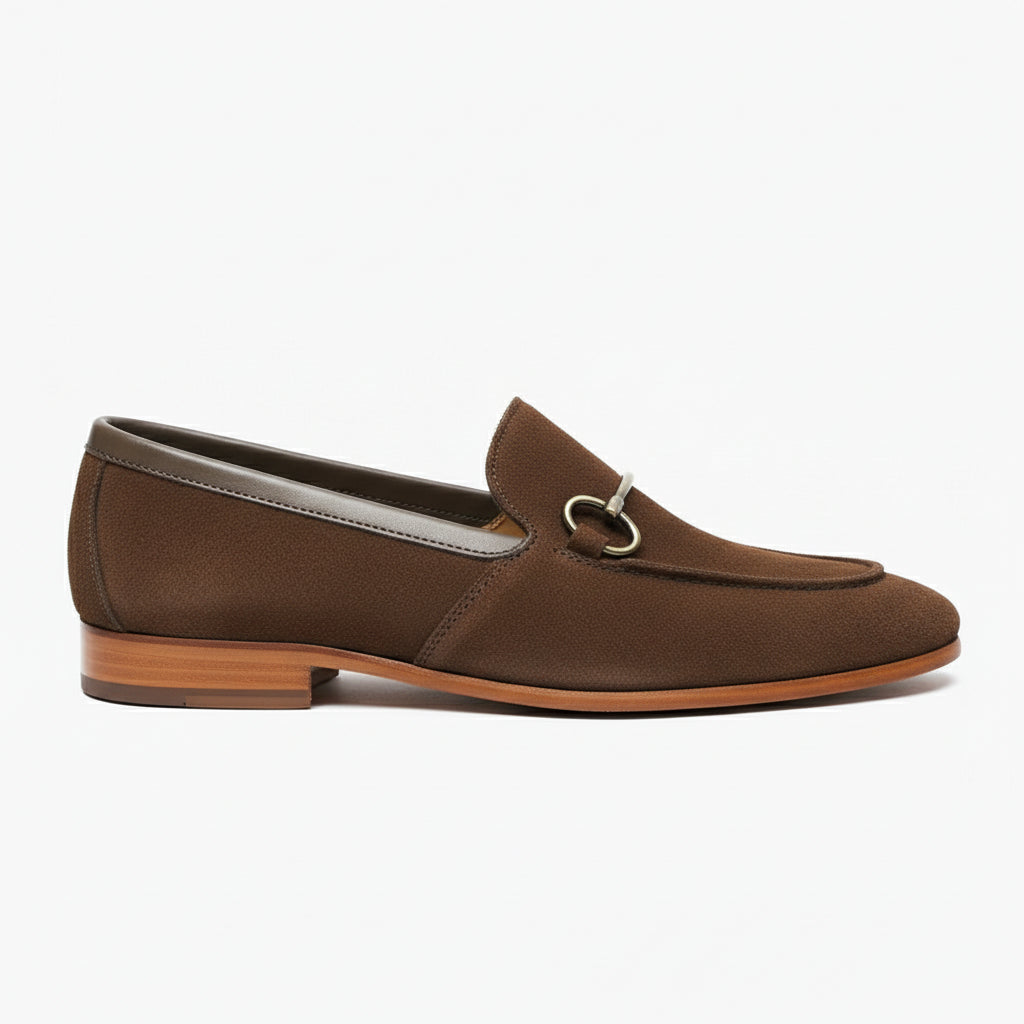 side-view - Men's Cow Leather Suede Tassel Moccasins