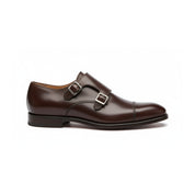 side-view - Men's Dark Brown Double Monk Strap Leather Formal Shoes