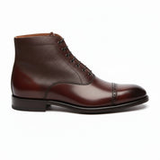 side-view - Men's Dark Brown Leather Cap Toe Ankle Boots