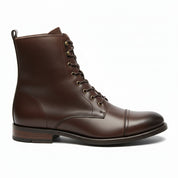 side-view - Men's Dark Brown Leather Cap Toe Ankle Boots