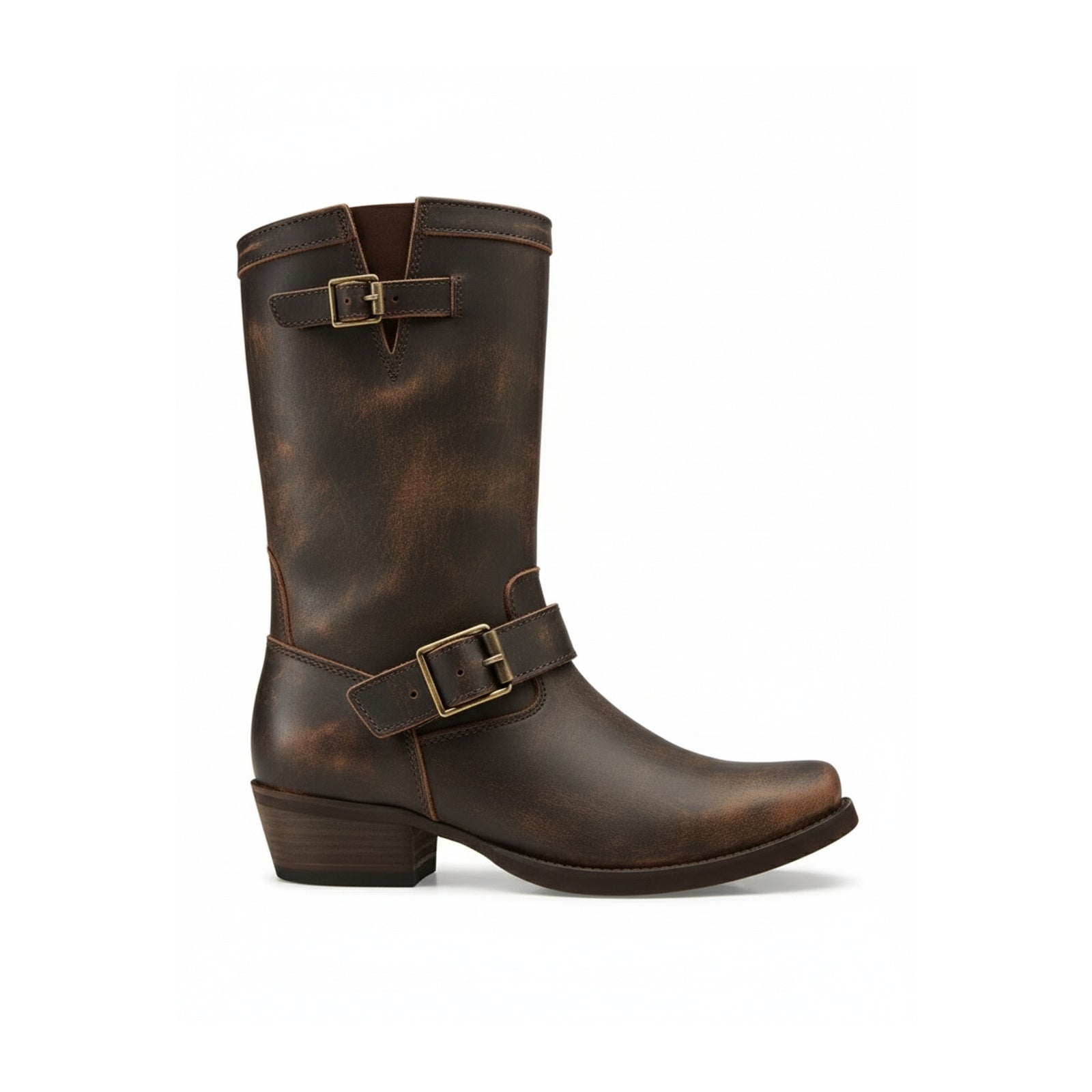 side-view - Men's Dark Brown Leather Cowboy Boots