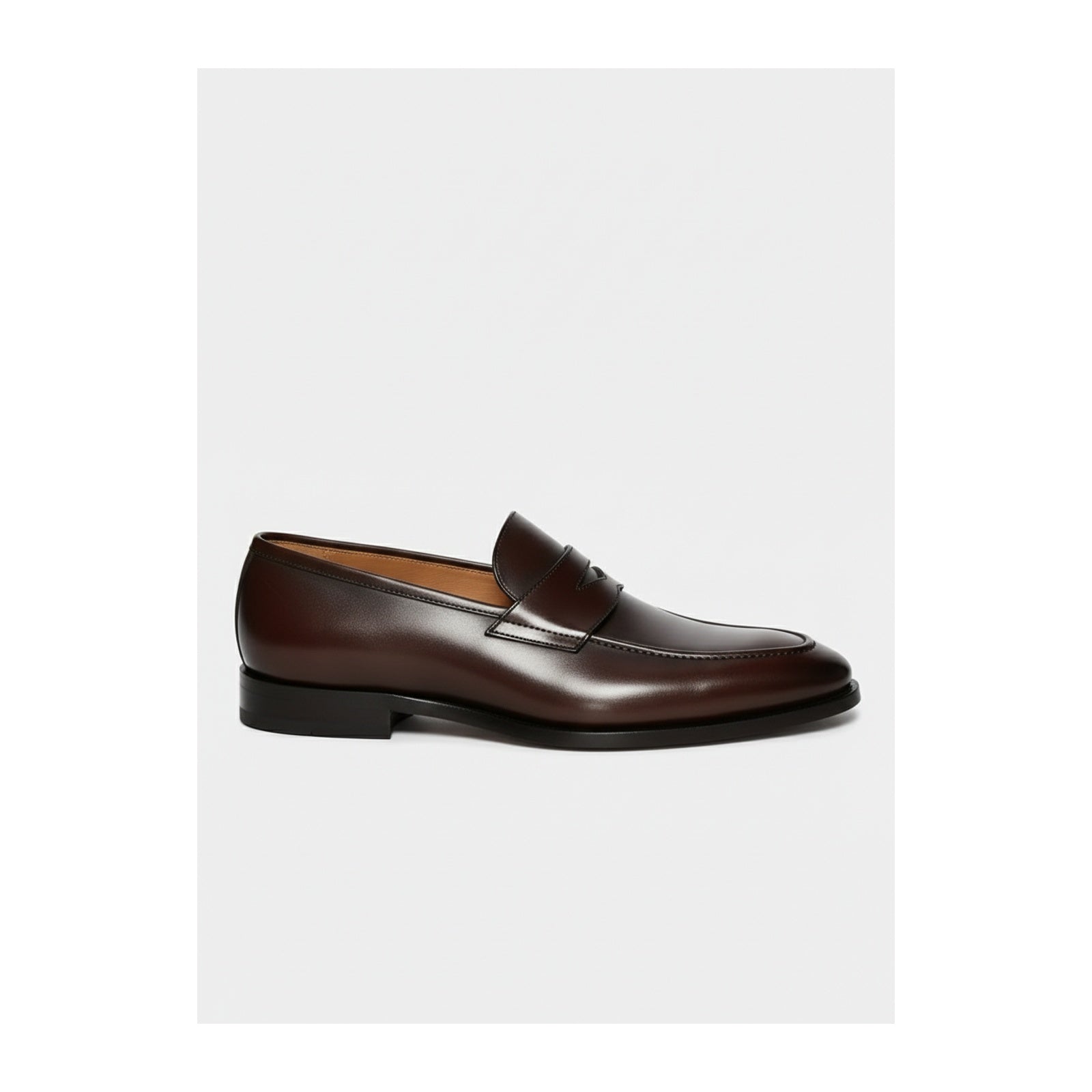 side-view - Men's Dark Brown Leather Slip-On Moccasins