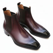 Men's Dark Burgundy Leather Chelsea Boots - side-view