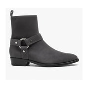 Men's Dark Gray Suede Biker Boots - side-view
